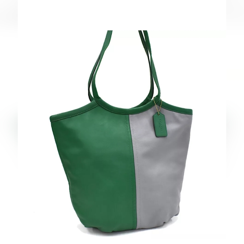 Coach Green and Gray Tote Bag